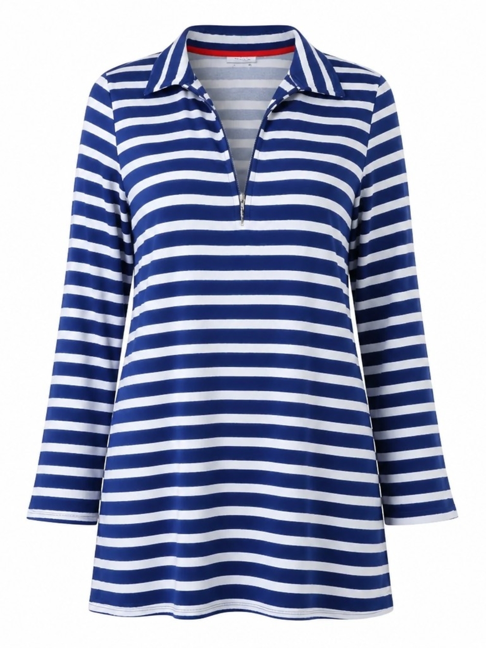 Cabana Life Striped Long-Sleeve  Tunic Dress  - Blue & White